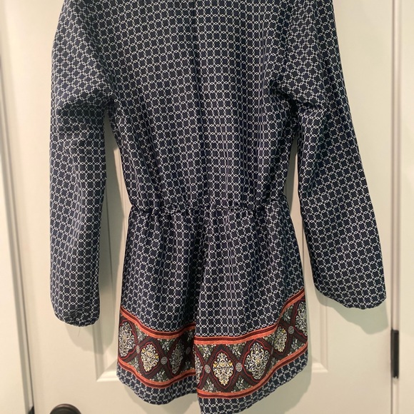 Buttons Romper in navy print with orange trim, size small, super cute! - Picture 6 of 6